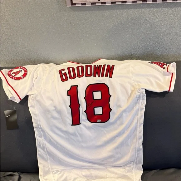 Nike White/Red Los Angeles Angels #18 Baseball Jersey